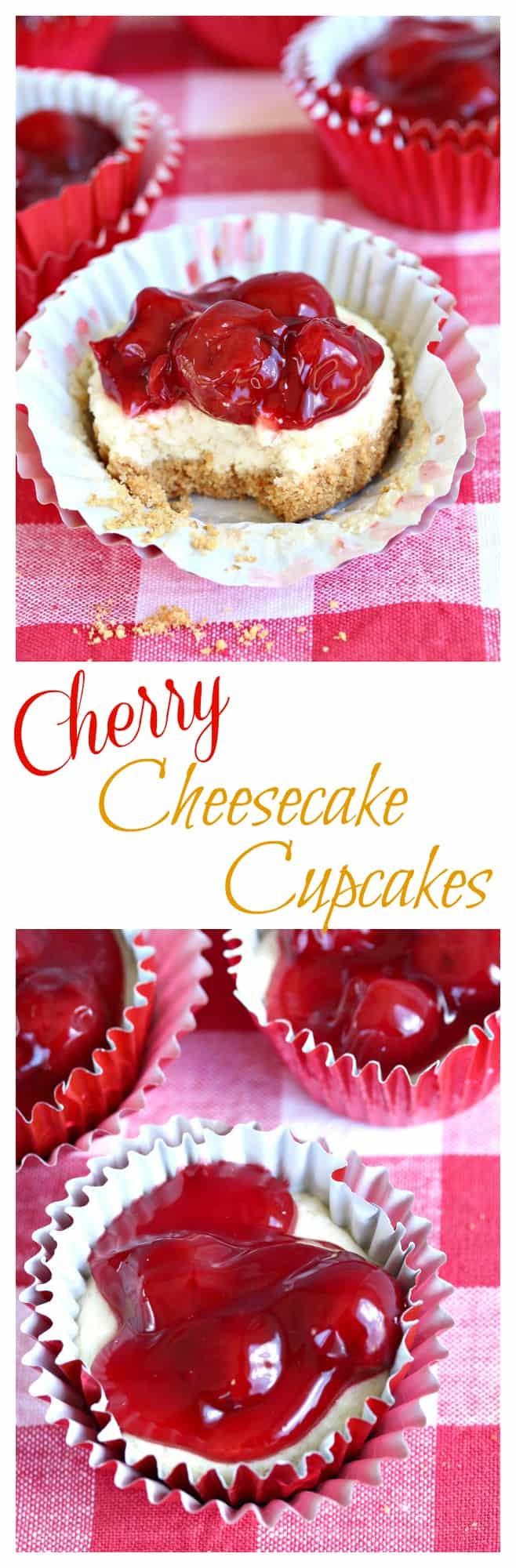 A sweet and buttery graham cracker crust topped with creamy cheesecake filling and mouth-watering cherries. | The Cozy Cook | #cupcakes #cheesecake #dessert #cherries
