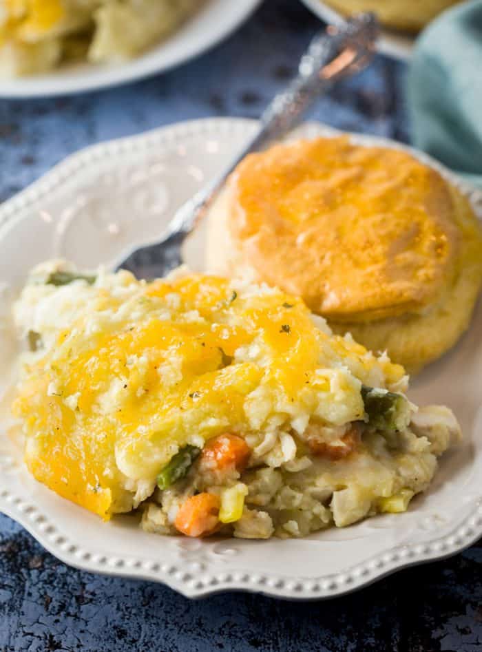 Juicy turkey tossed with a medley of vegetables and gravy. All topped with cheesy mashed potatoes and baked to golden perfection. Turkey Shepherd's Pie