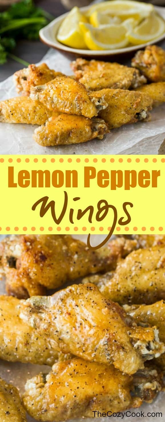 These lemon pepper wings are ultra crispy and brushed with a simple combination of lemon and butter, then topped with freshly ground pepper. This post also includes tips on how to perfectly grill, bake, and fry the perfect crispy chicken wing. #chickenwings #wings #chicken #lemonpepper #lemon #appetizers #friedchicken #bakedchicken #grilledchicken #grilling #meat #partysnacks
