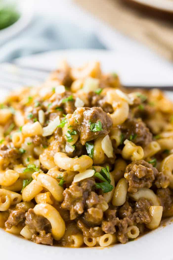 This quick and easy instant pot hamburger helper puts dinner on the table in no time and tastes just like the classic hamburger helper recipe we know and love, minus the unknown ingredients! Hamburger Helper Recipe